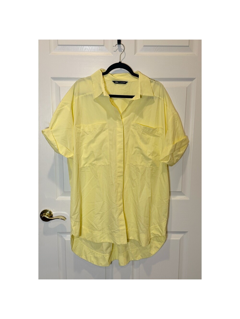 Zara Yellow Short Sleeve Shirt Dress